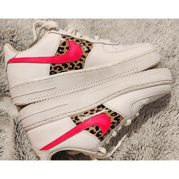 Nike Air Force 1 Youth 5.5 Leopard W/ Pink Nike‎ Logo - Picture 4 of 10